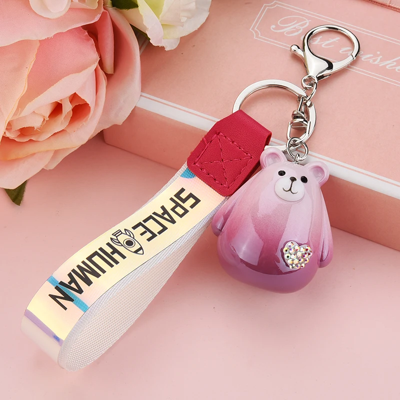 

Hot Sale Bear Key Chain with Tassel on Bag Trinket Decoration Bag Pendant Car Key Hanging Accessories Gift Drop Shipping EH080