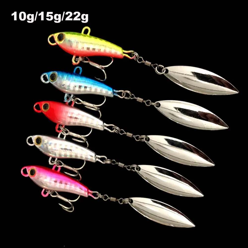 

Bass Rotate Vibration Spoon Metal Sequin Treble Hook Metal Fishing Bait VIB Lure Wobblers Crankbaits