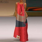 Женское винтажное платье-макси ZANZEA, повседневное летнее платье без рукавов с круглым вырезом, модель 2020