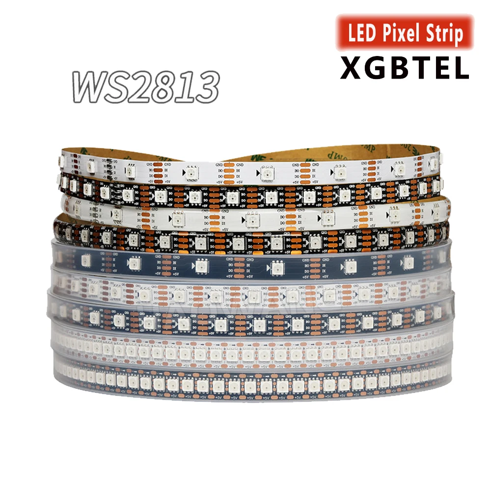 

WS2813 LED Dual Signal Strip Light Individually Addressable 1m 4m 5m 30 60 144 LEDs WS2812B Updated Black White PCB DC5V