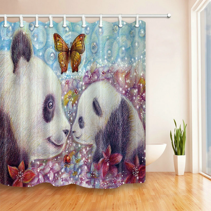 Высокое качество милый кролик панда печать занавески для душа Ванная комната