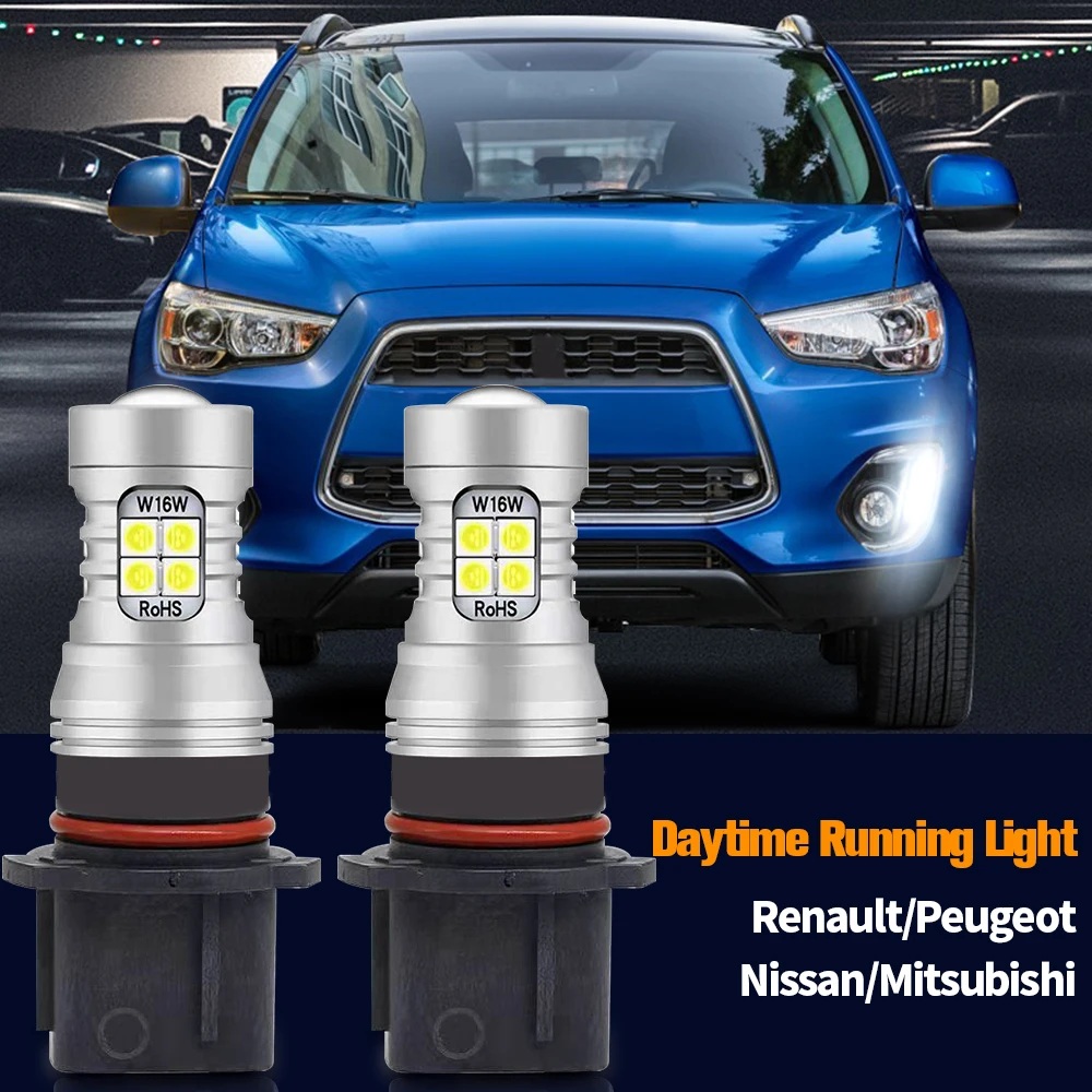 

2x LED Daytime Running Light DRL P13W For Renault Megane CC Peugeot 4008 508 Nissan Leaf Mitsubishi Mirage Outlander Shogun