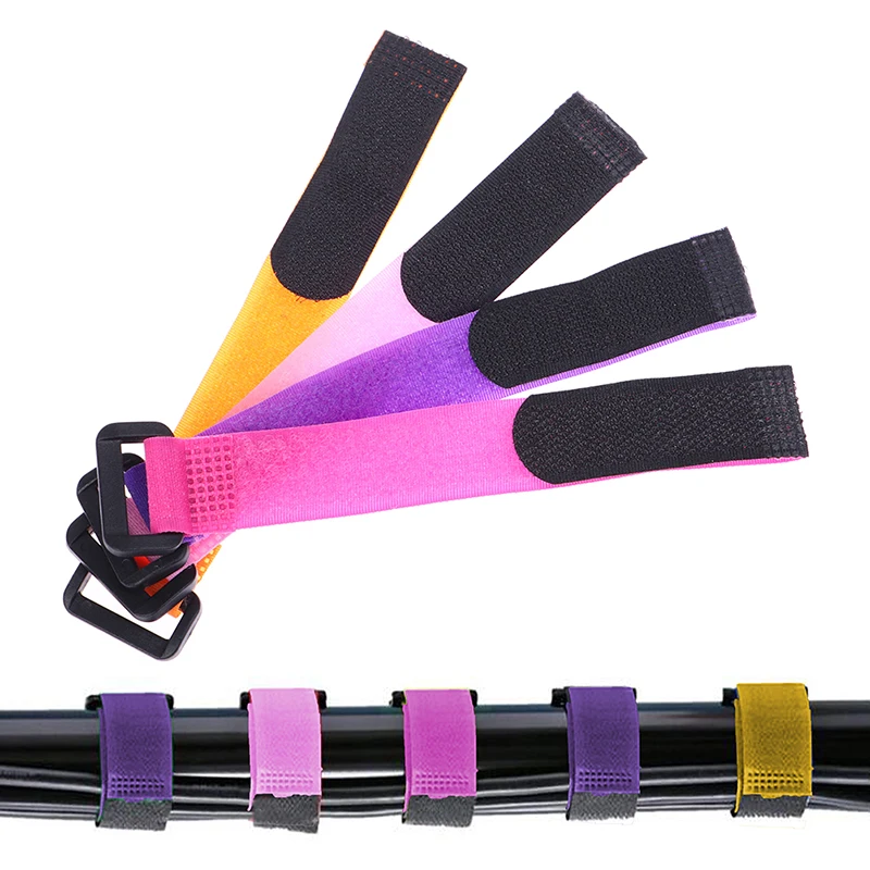 

5pcs Reusable Fastening Cable Organizer Cable Ties Set Includes Adjustable Multi-Purpose Hook and Loop Nylon Strap Ties