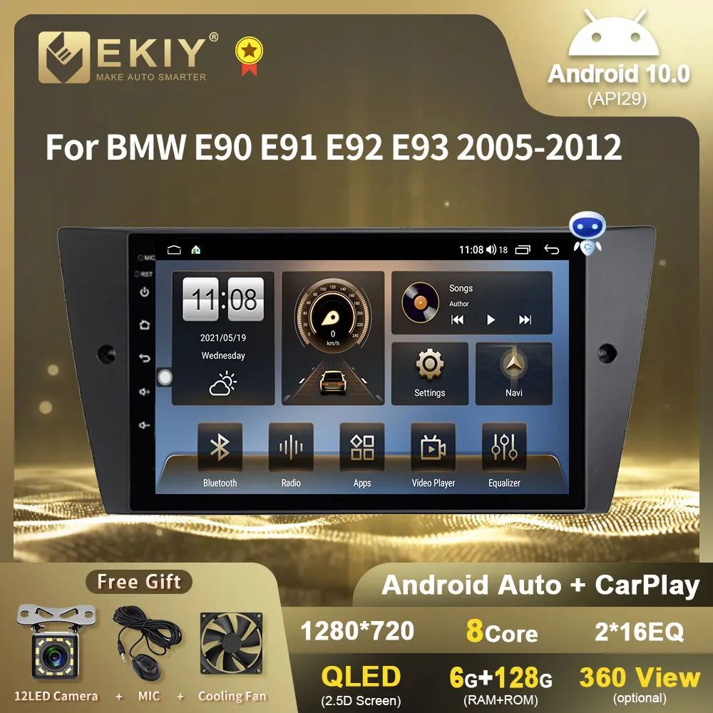 

EKIY 1280*720 QLED DSP Android 10 для BMW E90 E91 E92 E93 2005-2012 автомобильное радио навигация GPS мультимедийный видеоплеер BT no 2 din