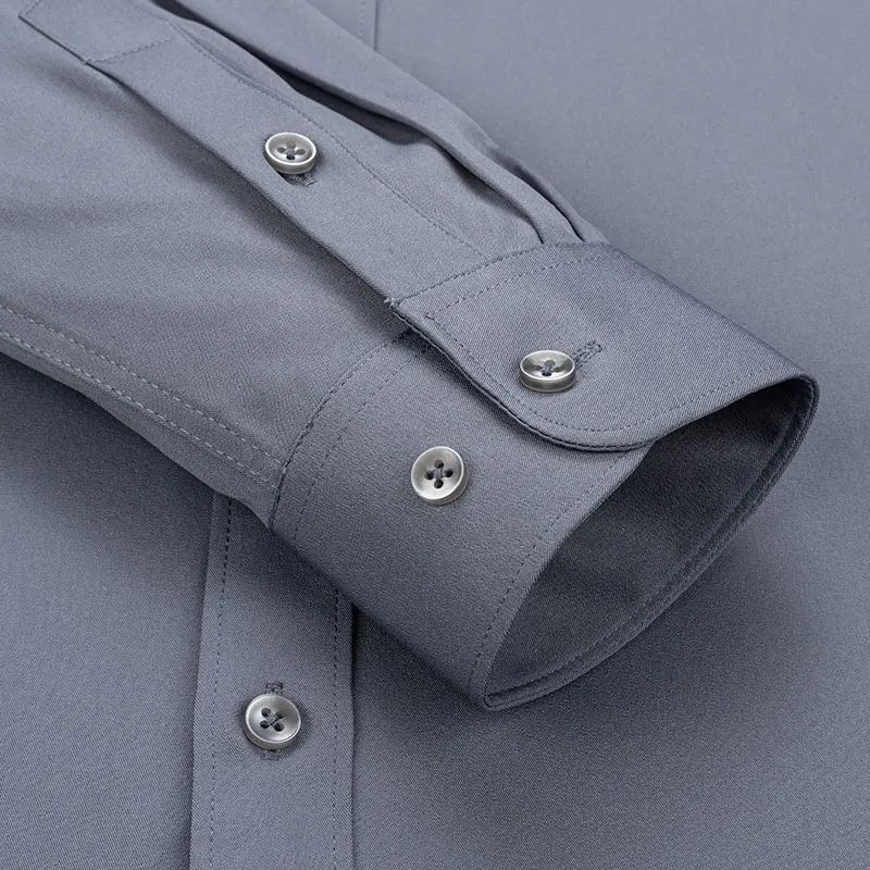 Мужская классическая рубашка белая однотонная деловая эластичная с длинными