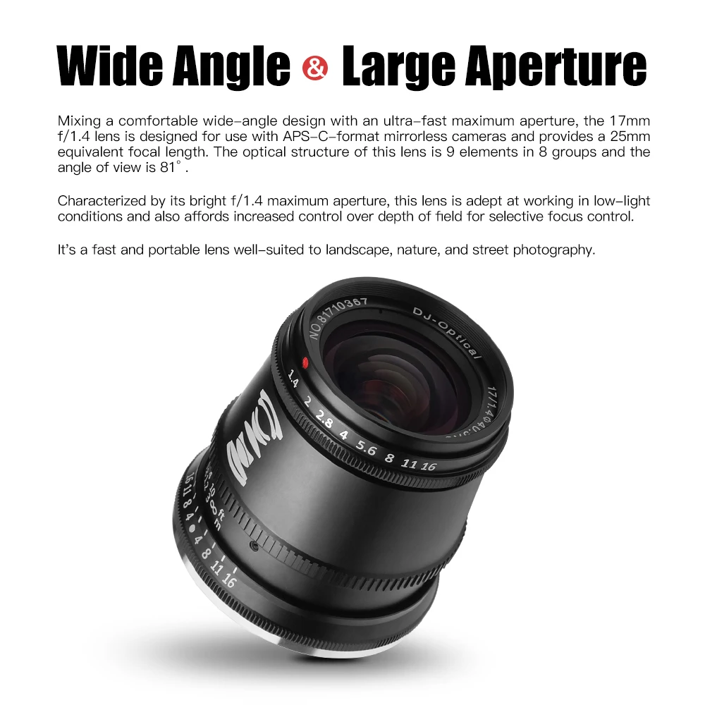 Объектив TTArtisan 17 мм F1.4 для Fujifilm X Sony E M4/3 OLYMPUS Panasonic Canon M фотосессия Большая
