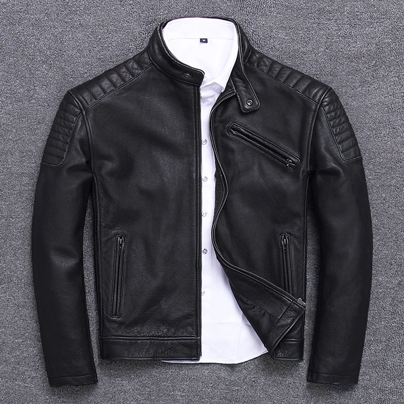 

Мужская куртка из натуральной коровьей кожи, уличная одежда 100%, мотоциклетные и байкерские пальто, приталенное, Casaco 2020