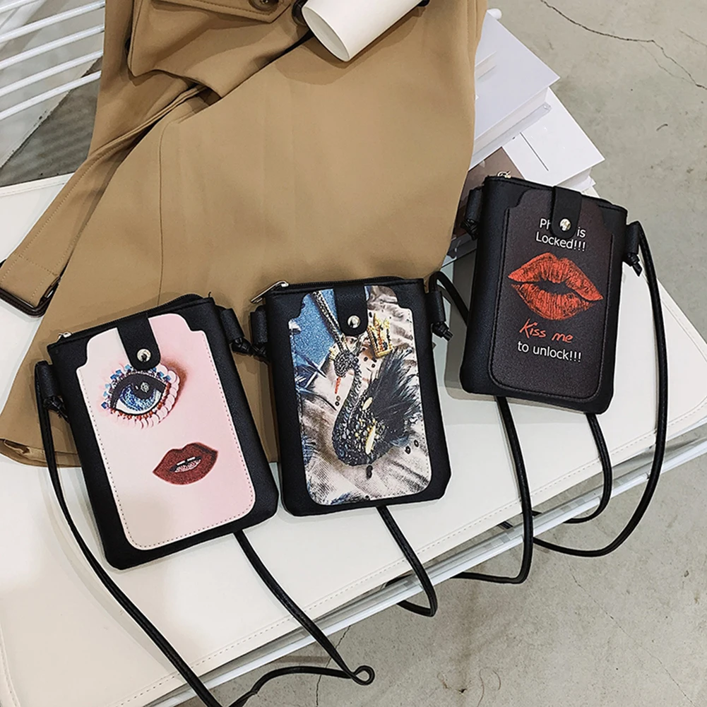 

2021 New Fashion Women Shoulder Bags Printing PU Leather Shoulder Crossbody Casual Women Small Phone Bag Purse
