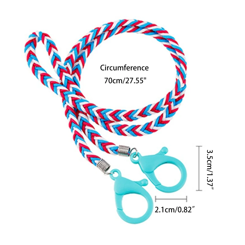 

Kids Face-Mask Holder Lanyard Contrast Colored Weave Braided Strap with Clips Eyeglass Anti-Lost Necklace Ear Saver Rope