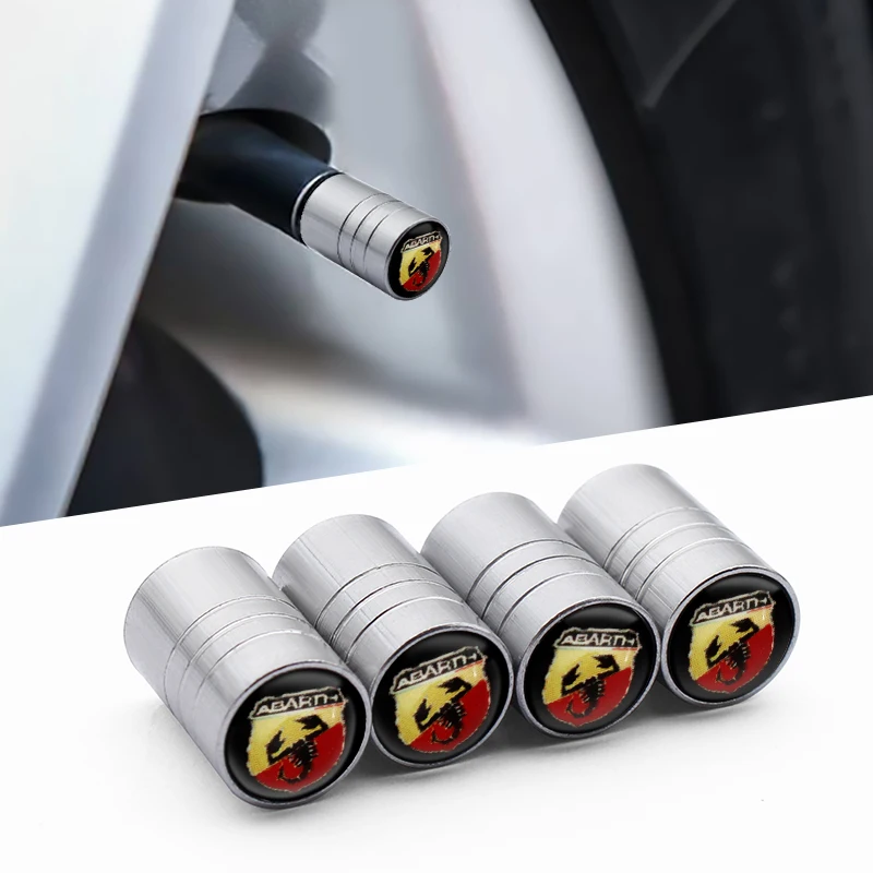 

4PCS Metal Auto Wheel Tire Valves Stem Caps Sleeve Car Styling Tuning Accessories For Abarth Abbas Punto 124/125 Stilo Ducato