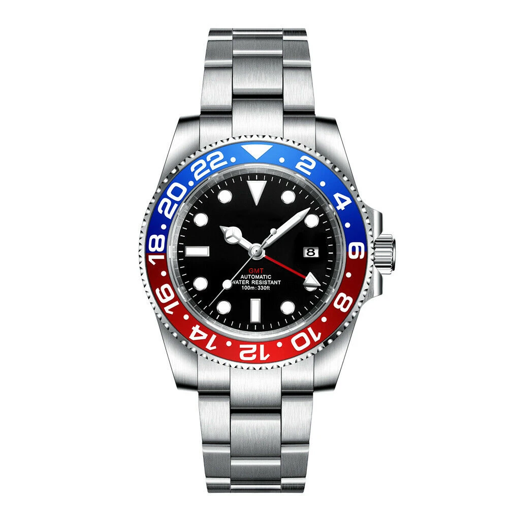 Часы GMT новый дизайн Мужские автоматические механические часы 40 мм Сапфировая