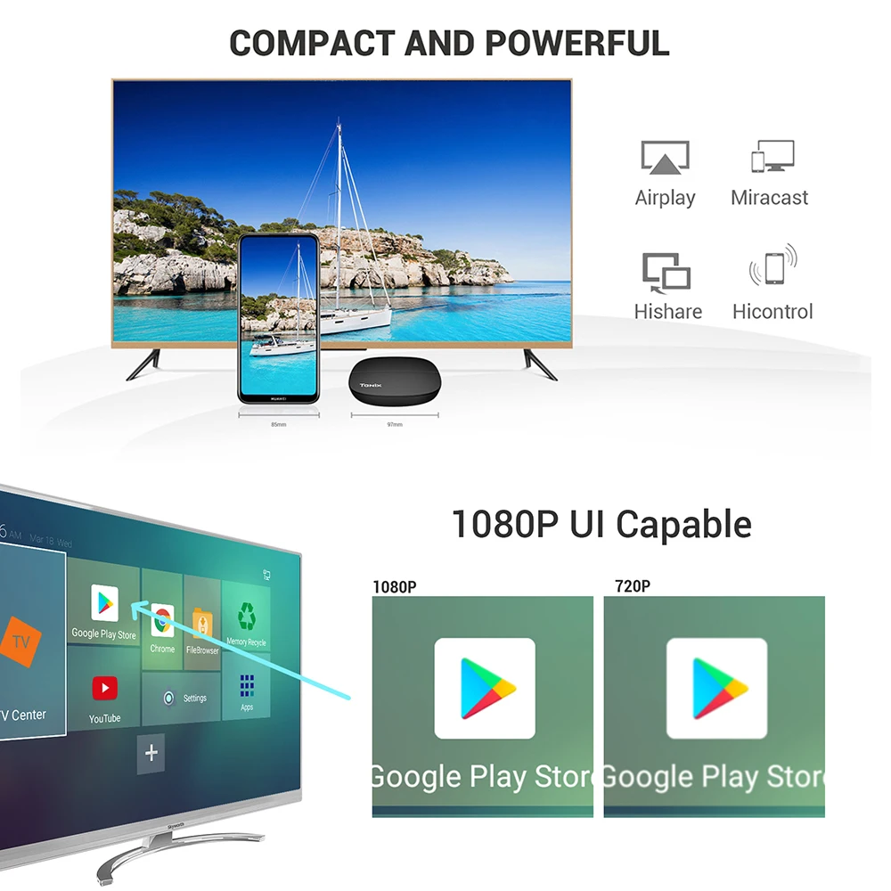 ТВ приставка Tanix H1 H2 DDR4 2 ГБ 16 Android 9 0 Hisilicon Hi3798M Четырехъядерный 4K 30fps H.265 4G Wifi Google Player