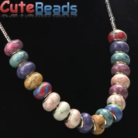 14x7mm 10pcslot synthetic european large hole beads 5mm multicolor mixing diy braceletnecklace jewelry making