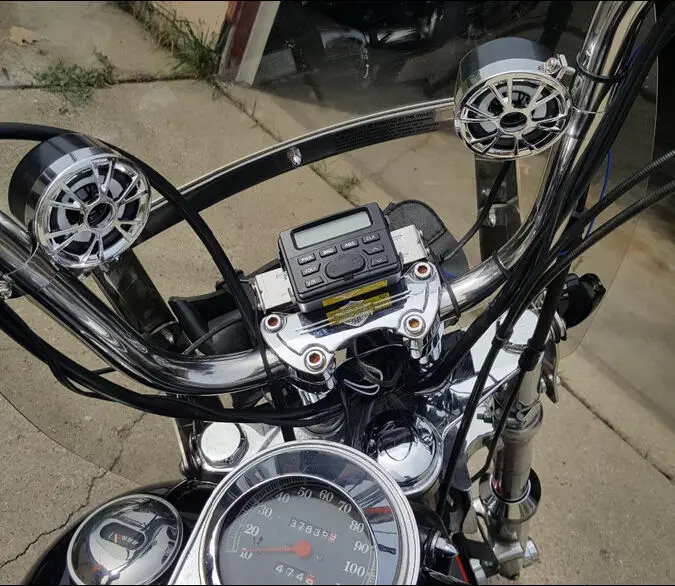Звуковая система на руль мотоцикла 2 динамика FM-радио MP3 для Harley Kawasaki Yamaha Suzuki ATV Bike |