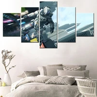 canvas painting 5 piece pragmata robot city wall art modern wall pictures for living room home japanese anime poster decorative
