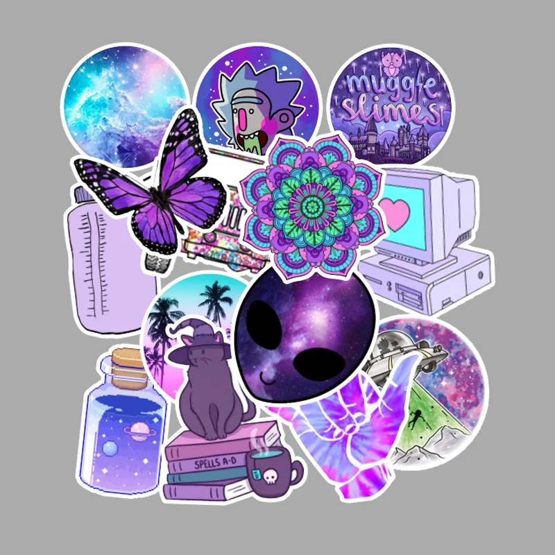 50 шт./лот Мода Новый дизайн гитары граффити наклейки Фиолетовый Забавный