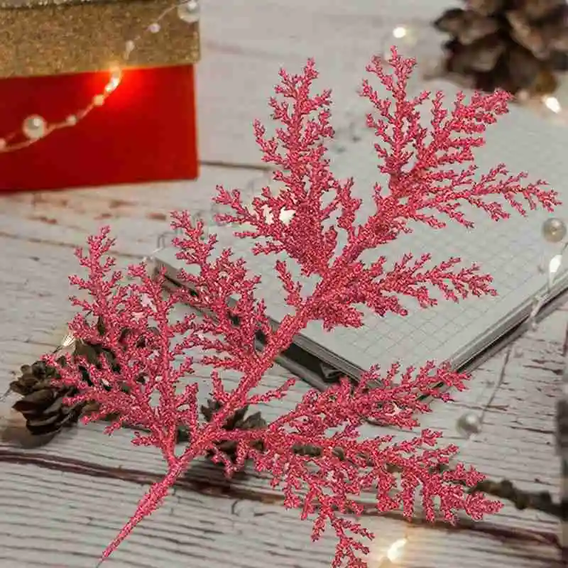

10PCS Christmas Leaves Decoration Fashion Glitter Leaf Wedding Flower Gifts Christmas New Year Party Decoration Supplies I5A6