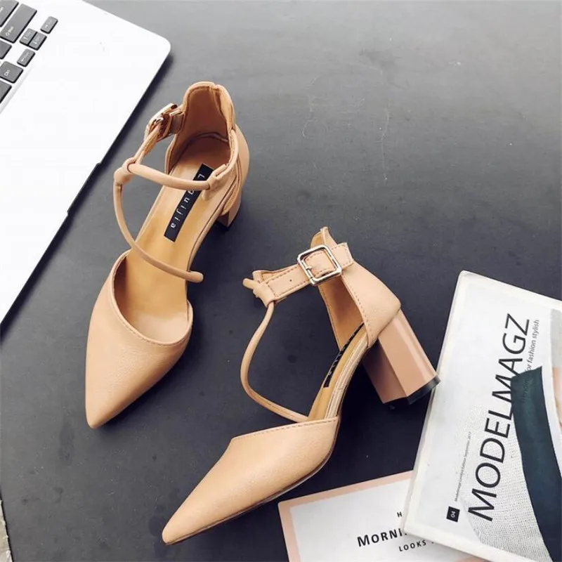

2020 Gladiator Sandals Women Shoes Sexy Pointed Toe Pumps Womens 7CM Ladies Shoe Zapatos Mujer High Heels Wedding Plus Size34-39