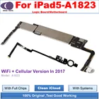 ICloud Бесплатная разблокированная материнская плата, Логическая плата для iPad5 A1822 A1823, WiFi, Cellualr в 2017 г., с полными системами с полными чипами