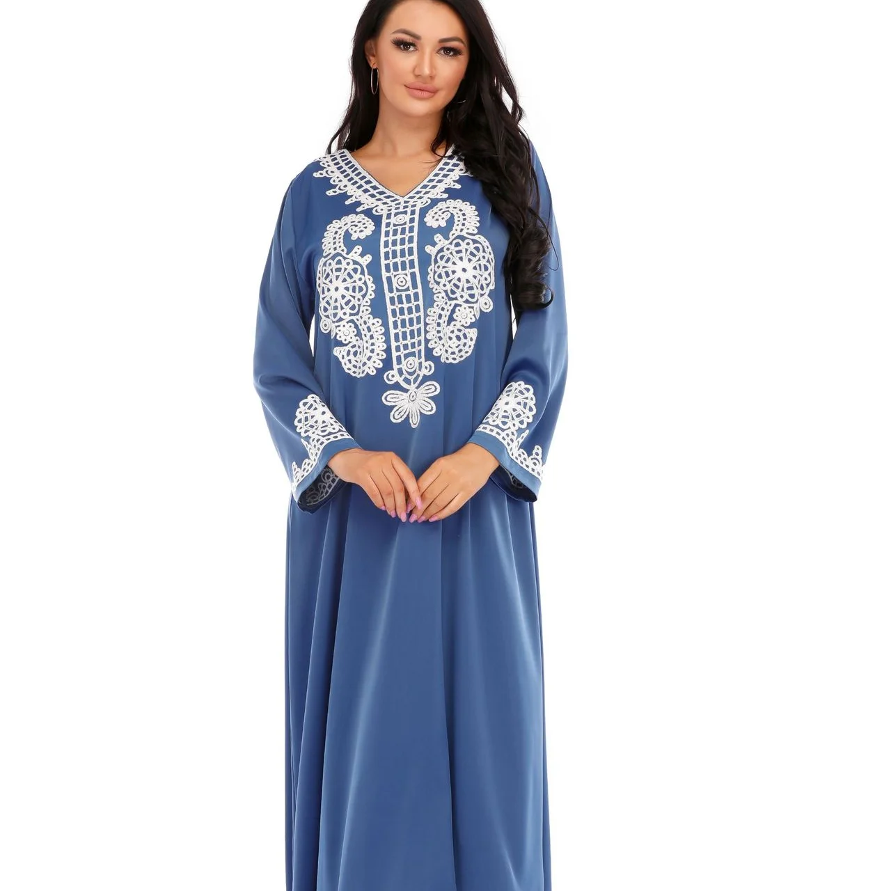 

2021 New Muslim Middle East Casual Loose Print Dress Muslim Temperament Versatile Women's Wear Abayas for Women Kaftan