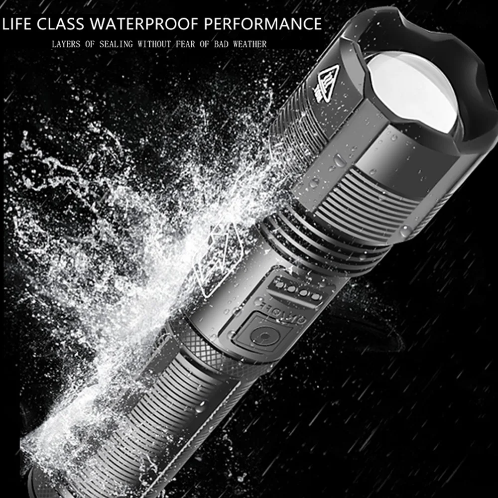 

z50 XHP70.2 LED Torch Portable Led flashlight camping Stylish adjustable 3 switch Modes waterproof Use 18650 With USB