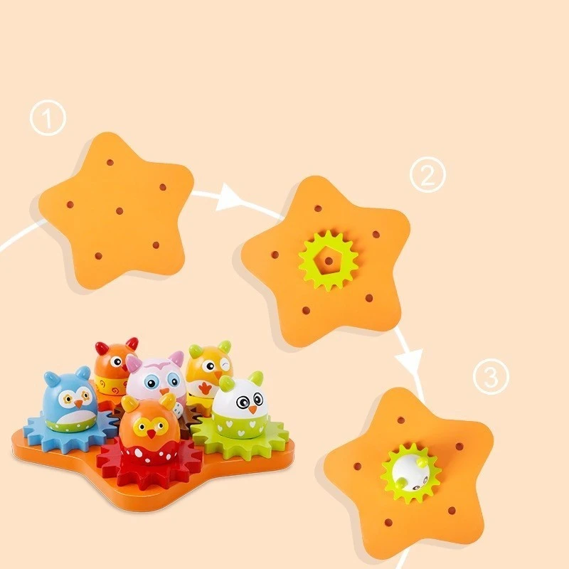 Деревянный конструктор с зубчатым колесом игрушки для детей Интерактивная