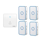 Умный беспроводной дверной звонок CACAZI, водонепроницаемый, 60 звонков, батарея CR2032, домашний мигающий дверной звонок, вилка США, ЕС, Великобритании, 1 кнопка, 4 приемника