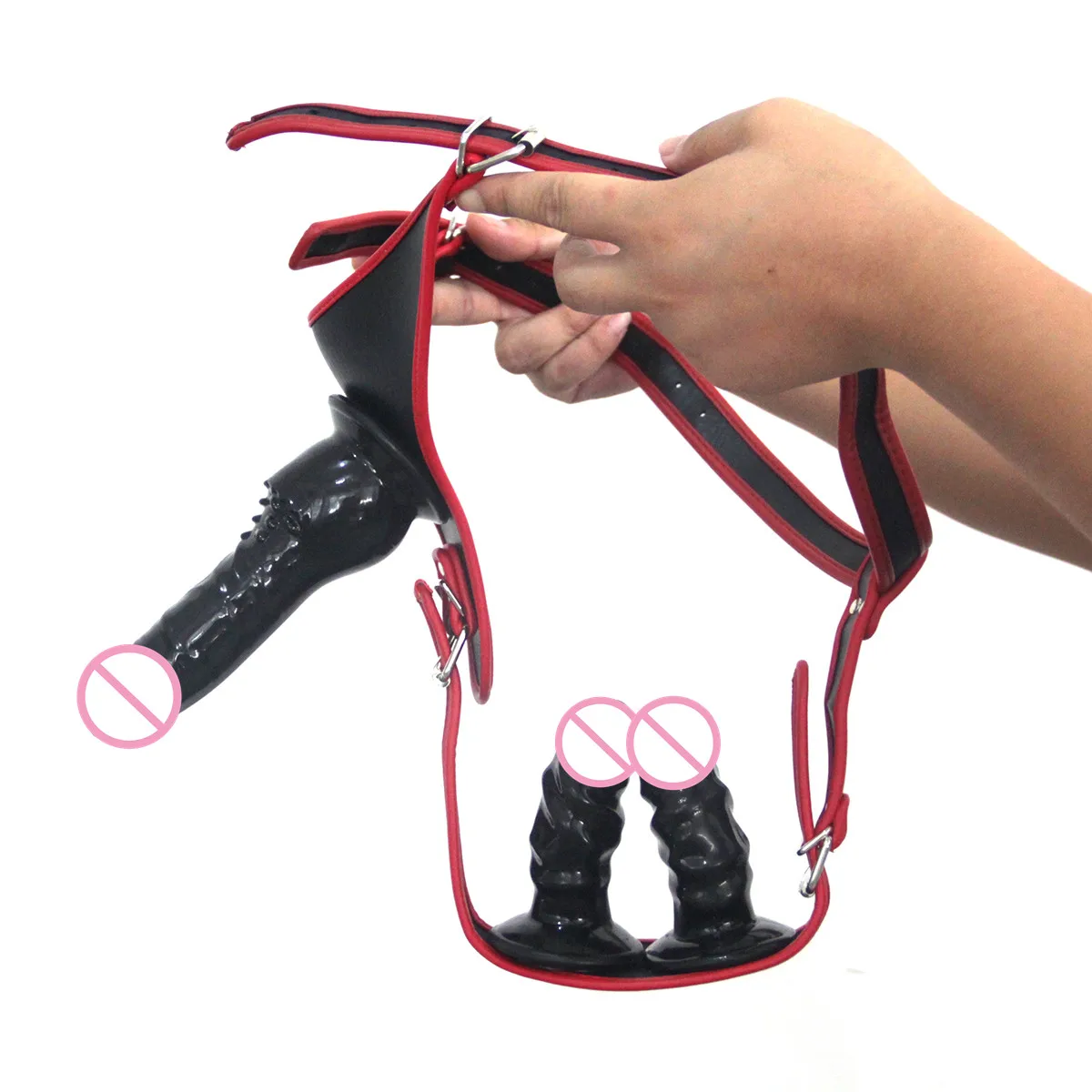 Dingye ремешок на фаллоимитатор тройной Донг эластичный пояс трусики силиконовый