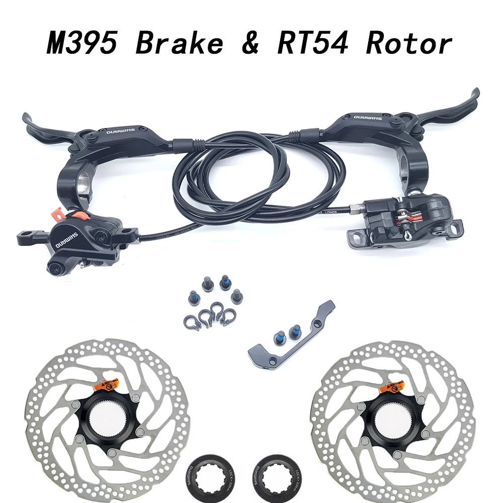 M395 Brake with RT54 M396 M395 M365 M485 M486 листовой штамповки, вальцевание гидравлическим диск набор тормозов передние и задние BR-BL-M395 BL-M396 M395 M396 тормозной Черный и белый цвета - Цвет: M395 Brake with RT54