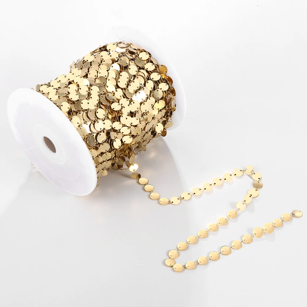 

Dinicessa 1Meter Width 8mm Stainless Steel Gold Color Handmade Round Chain Necklace&Bracelets Making Jewelry Wholesale Lots Bulk