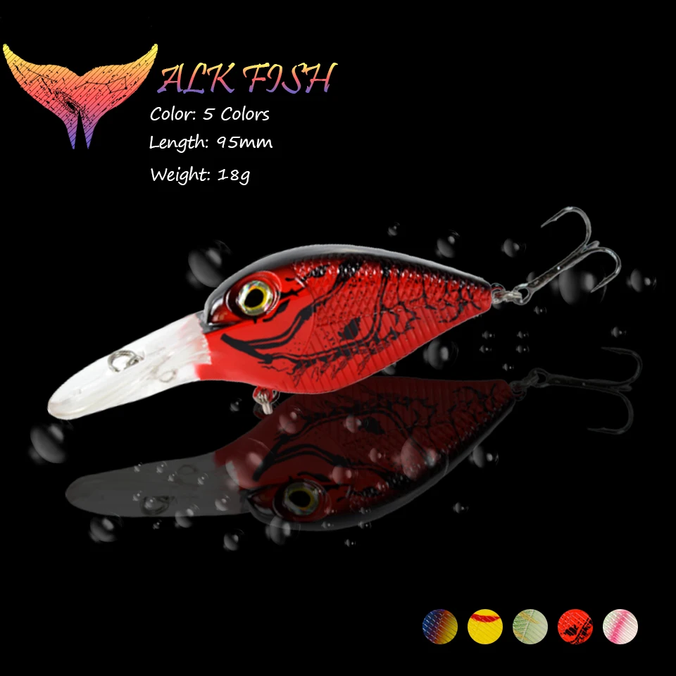 

WALK FISH 1PCS 95mm/18g Crankbait Fishing Lures Wobblers Floating Isca Artificial Lures Dive 3-5M Swimbait Minnow Fishing Tackle