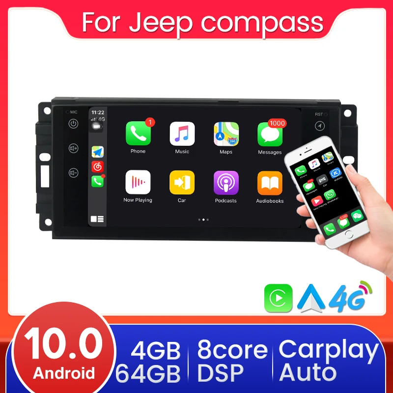 8-ядерный 4G Android 10 автомобильный радиоприемник GPS-навигация для Jeep Compass/Commander/Grand