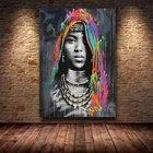 Африканская черная женщина граффити художественные плакаты и принты абстрактная африканская девушка холст настенные картины искусство, картинки, на стену Декор