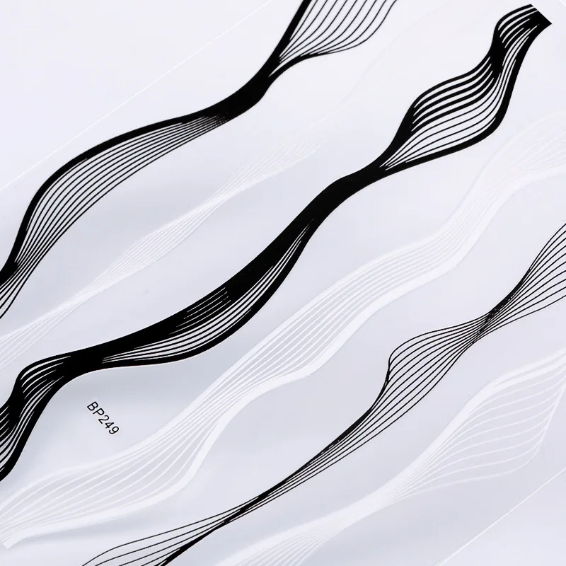 1 шт. волнистые наклейки для дизайна ногтей золотистые серебристые белые черные 2