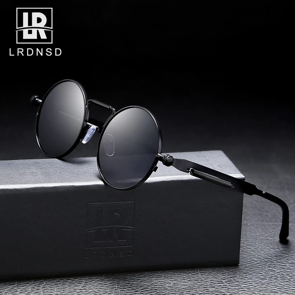 Солнцезащитные очки в круглой металлической оправе для мужчин и женщин Модные