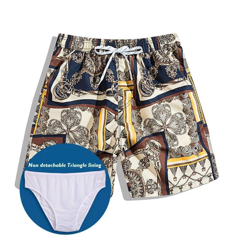 

Quick Dry Summer Siwmwear Loose Print Elastic Mens Beach Board Shorts Briefs Breathable Swim Trunks Swim Shorts Beach Wear