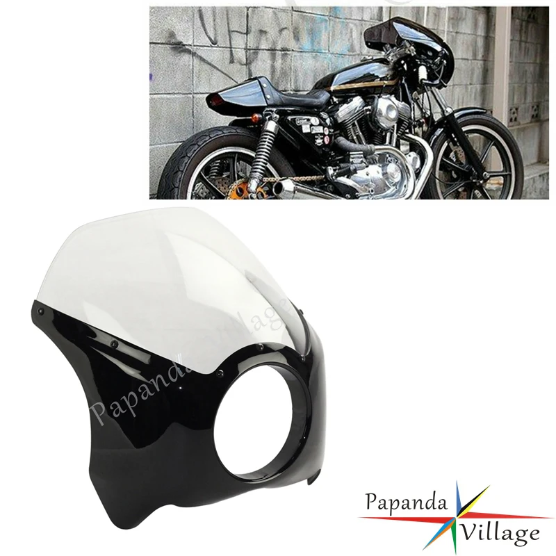 

Мотоцикл черный прозрачный 5,75 "фара обтекатель на заказ для Harley Sportster XL883 XL1200 на заказ Glide Dyna Road King лобовое стекло