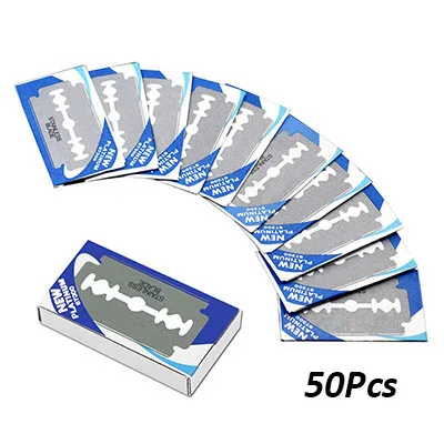 50pcs Dighealth 10/20 штук Нержавеющая сталь Классическая Безопасная бритва, лезвие двойной кромкой бритва триммер для волос, лезвия для бритья для Для мужчин парикмахерское лезвие - Цвет: 50pcs