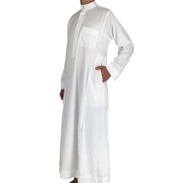 

Мужская мусульманская одежда, однотонная одежда с длинным рукавом и воротником-стойкой, Дубай, Ближний Восток, мужской исламский арабский к...