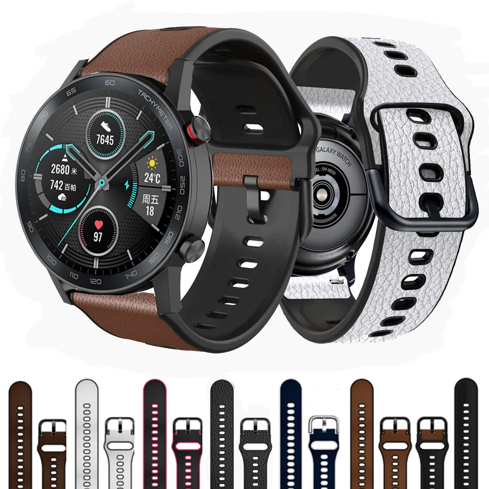 

Ремешок сменный силиконовый для часов Honor Magic Watch 2 42 мм 46 мм/GT, кожаный браслет для Huawei GT 2/GT 2E, 20 мм 22 мм