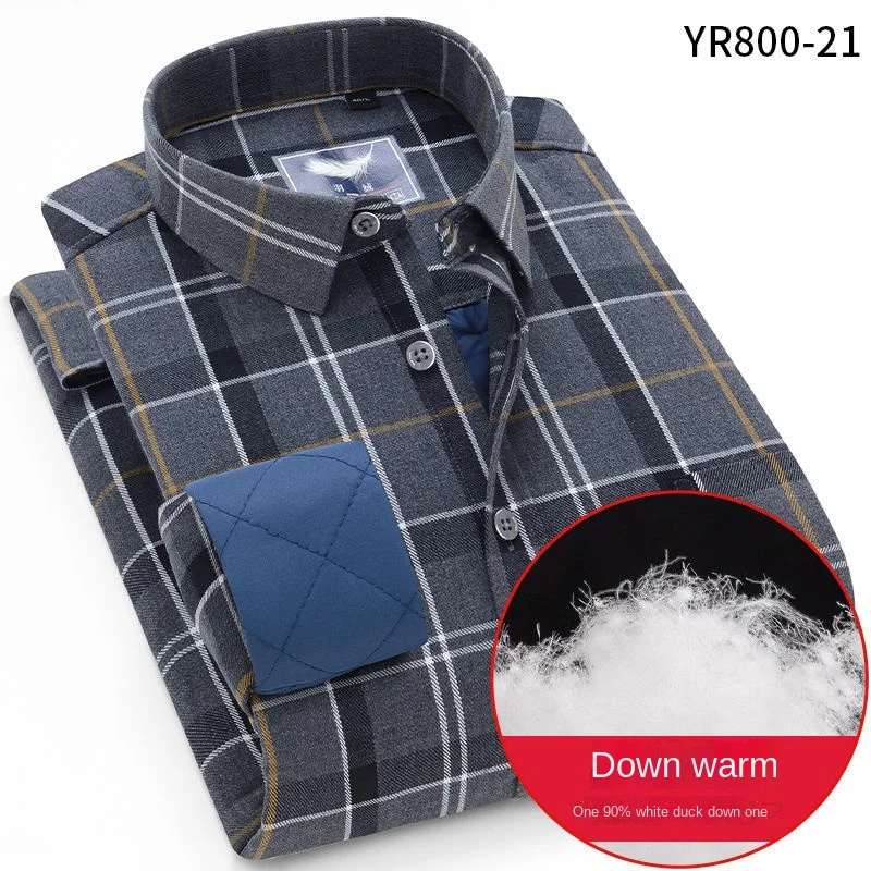 Winter Men Shirts 90% White Duck Down Warm Shirt Plush Thickened Oversized Shirt Long Sleeve Leisure Down Shirt Loose Tops Male