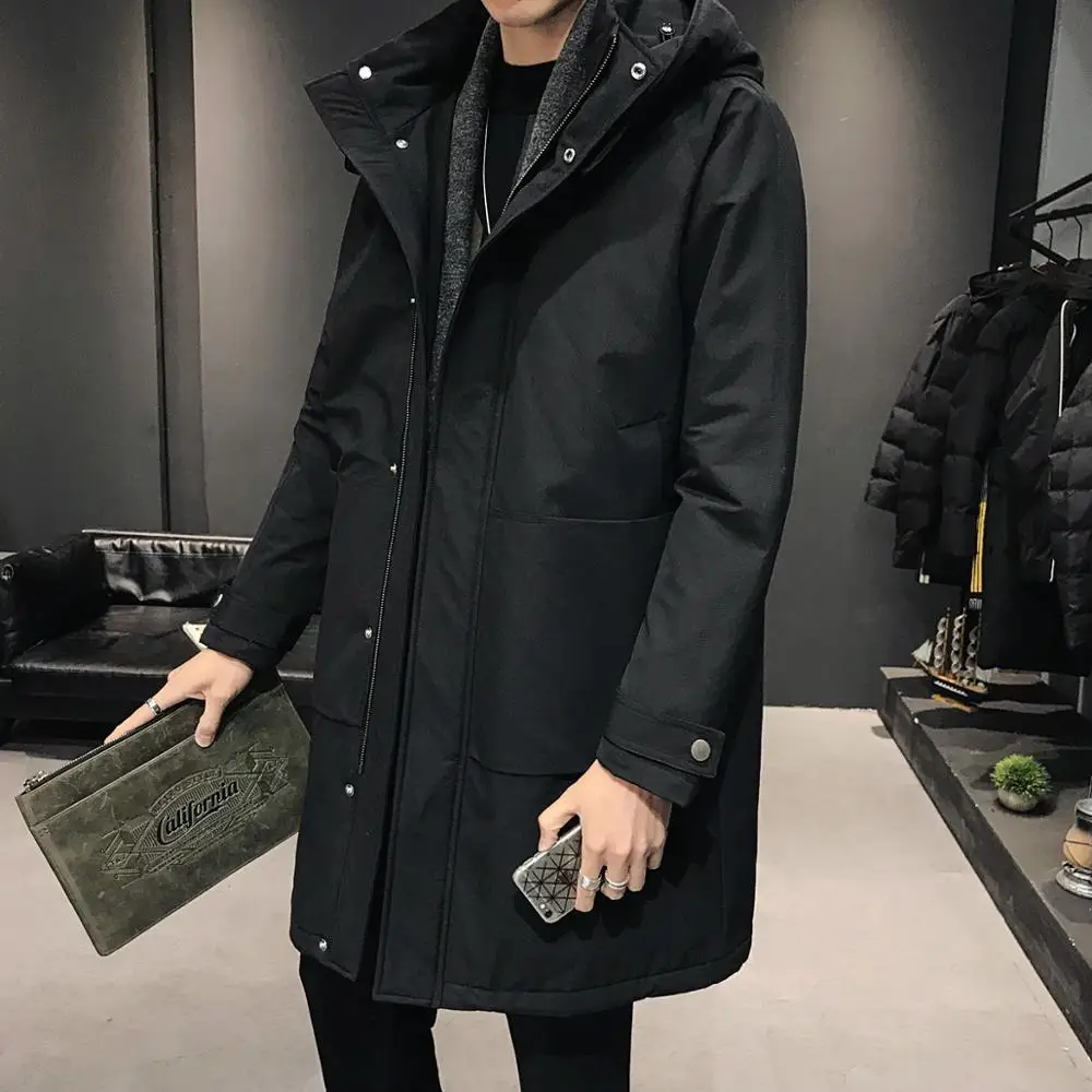 

Новинка Осень-Зима Повседневная Мужская однотонная длинная Повседневная Корейская версия теплая большой размер 4XL