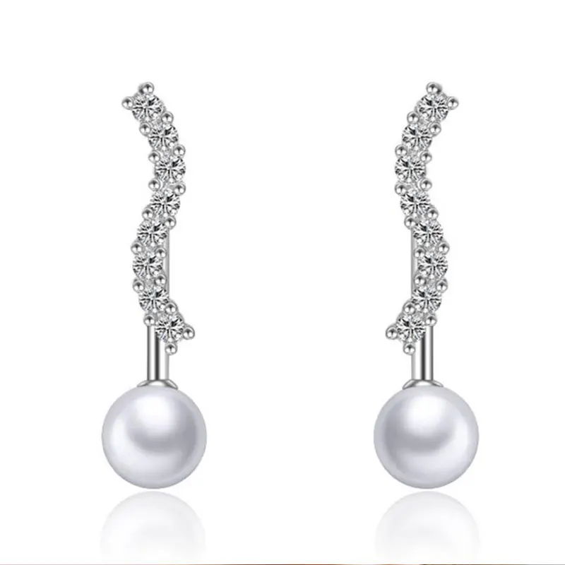 925 стерлингового серебра Мода волна Циркон в виде жемчужной капли свадебные