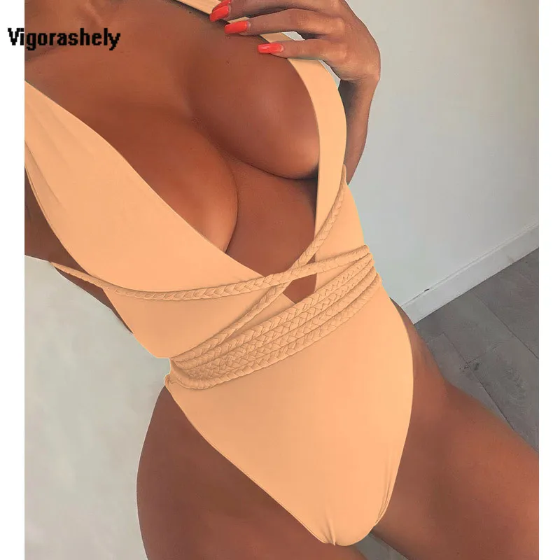 Женский сплошной купальник пуш-ап красный однотонный пляжная одежда бразильский