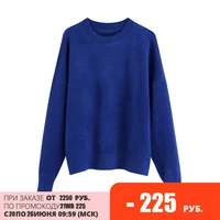 tangada women warm thick blue oversized knitted sweater jumper long sleeve female pullovers be332