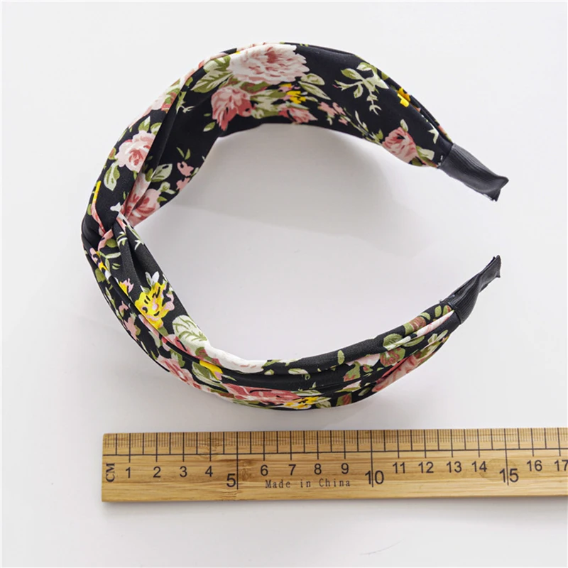 

Levao Mori Style Flower Print Hairbands for Literary Girls Beautiful Solid Cross-Criss Knot Wide-brimmed Headbands for Women