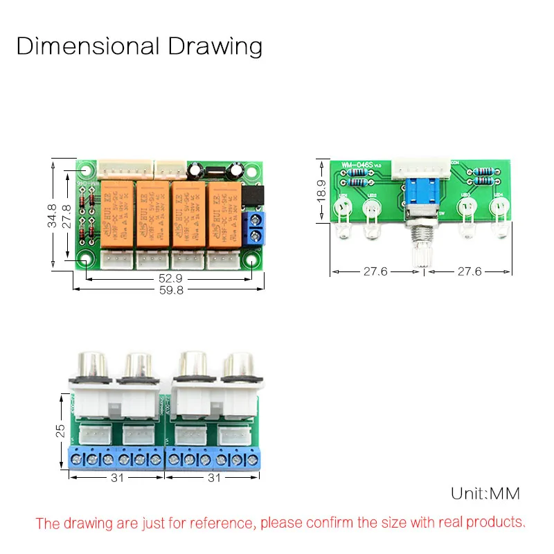Реле 4-Way аудио входного сигнала Селекторное переключение RCA вход выбор платы