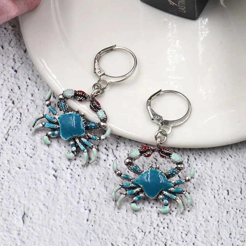 

Fashion Charm of Cancer Ocean Blue Crab Drop Ear ring Ear animal Accessories for Women Gift Creative Jewelry 2020 Trendy