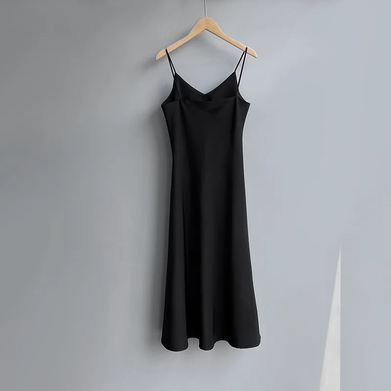 

Satin French suspender dress women's summer 2021 medium length dress with skirt 5132