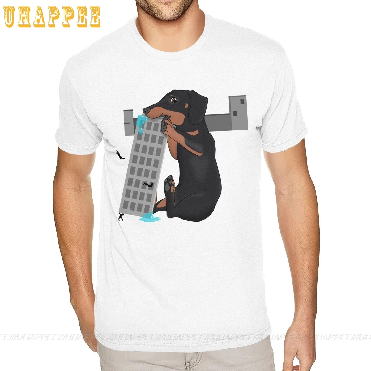 6XL атака огромной таксы футболки для мужчин гранж модные летние мужские с